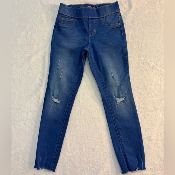 Justice Indigo Wash Distressed Little Girls’ Size 6 Leggings - Picture 1 of 6